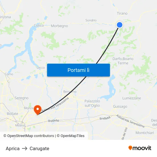 Aprica to Carugate map