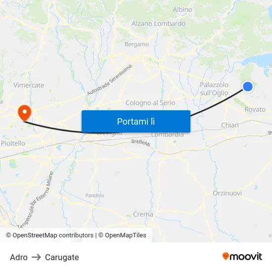 Adro to Carugate map