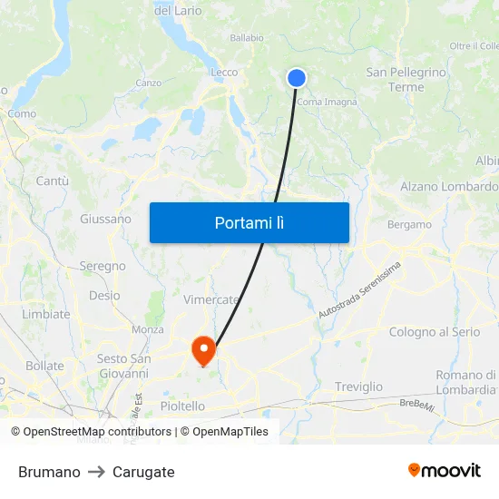 Brumano to Carugate map