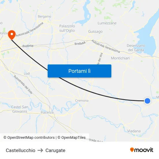 Castellucchio to Carugate map