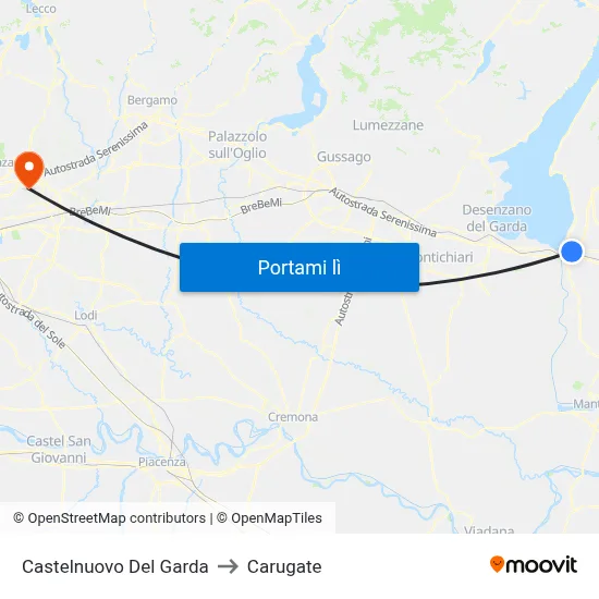 Castelnuovo Del Garda to Carugate map