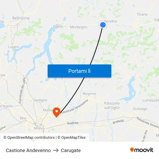 Castione Andevenno to Carugate map