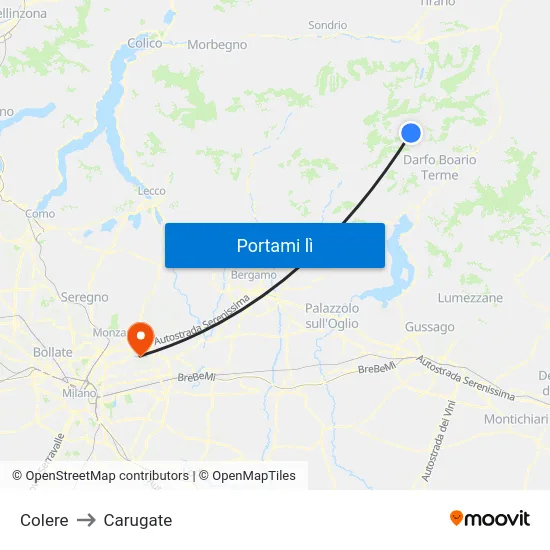 Colere to Carugate map