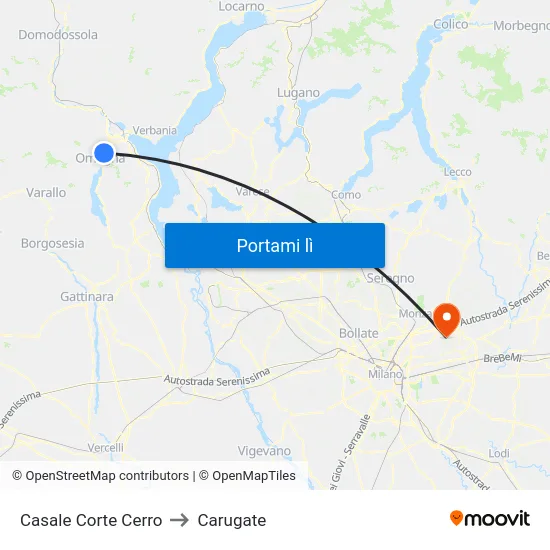 Casale Corte Cerro to Carugate map