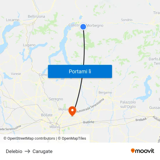 Delebio to Carugate map