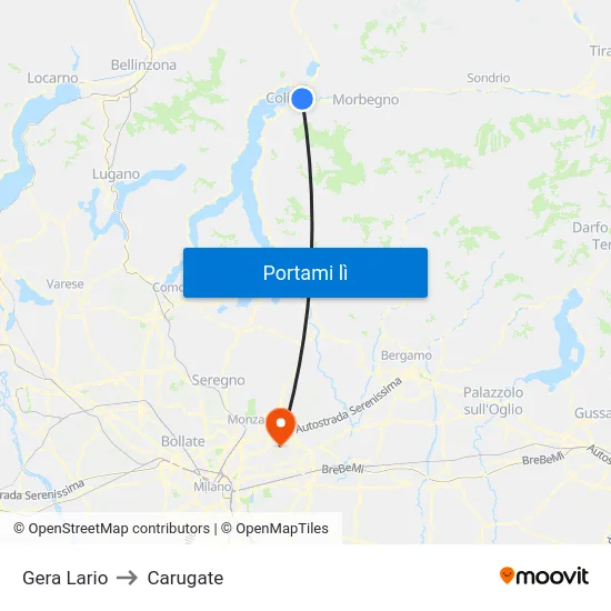 Gera Lario to Carugate map