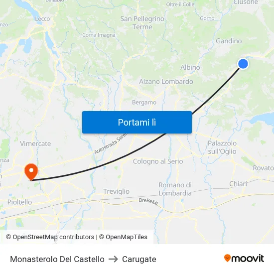 Monasterolo Del Castello to Carugate map