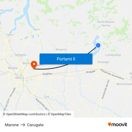 Marone to Carugate map
