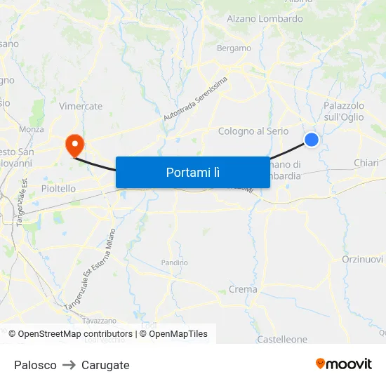 Palosco to Carugate map