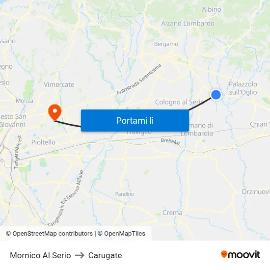 Mornico Al Serio to Carugate map