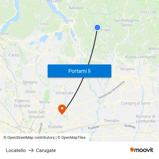 Locatello to Carugate map
