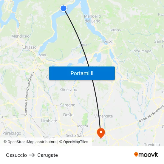 Ossuccio to Carugate map