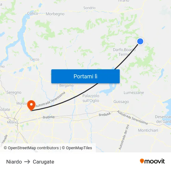 Niardo to Carugate map