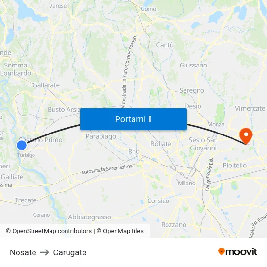 Nosate to Carugate map