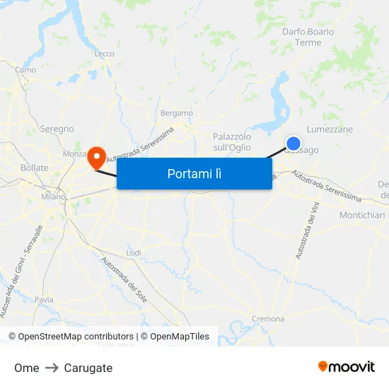 Ome to Carugate map