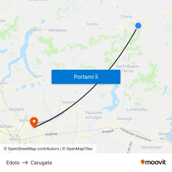 Edolo to Carugate map