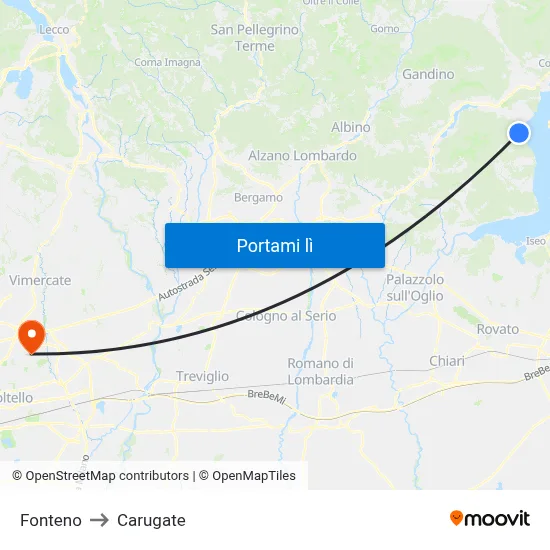Fonteno to Carugate map