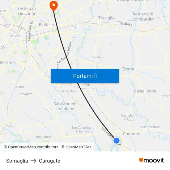 Somaglia to Carugate map