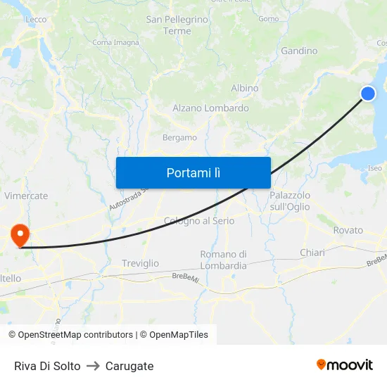 Riva Di Solto to Carugate map