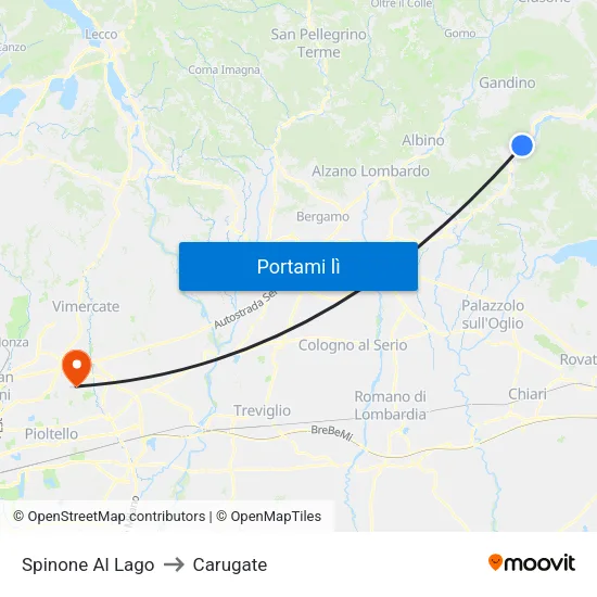 Spinone Al Lago to Carugate map