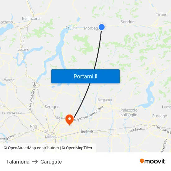 Talamona to Carugate map