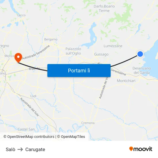 Salò to Carugate map