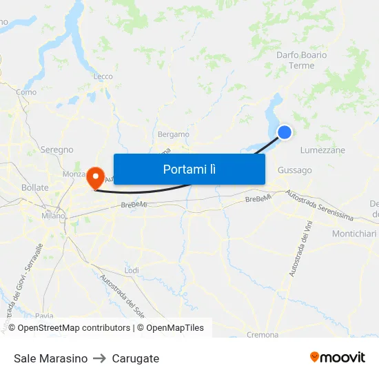 Sale Marasino to Carugate map