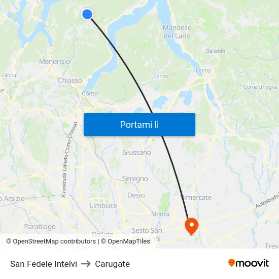 San Fedele Intelvi to Carugate map