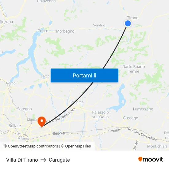 Villa Di Tirano to Carugate map
