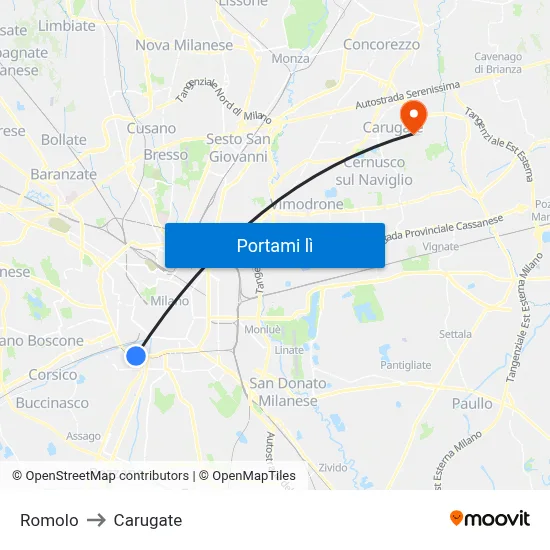 Romolo to Carugate map