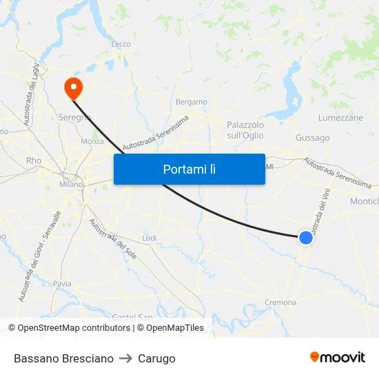 Bassano Bresciano to Carugo map