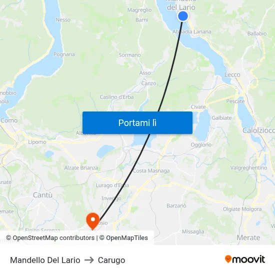 Mandello Del Lario to Carugo map