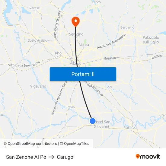 San Zenone Al Po to Carugo map