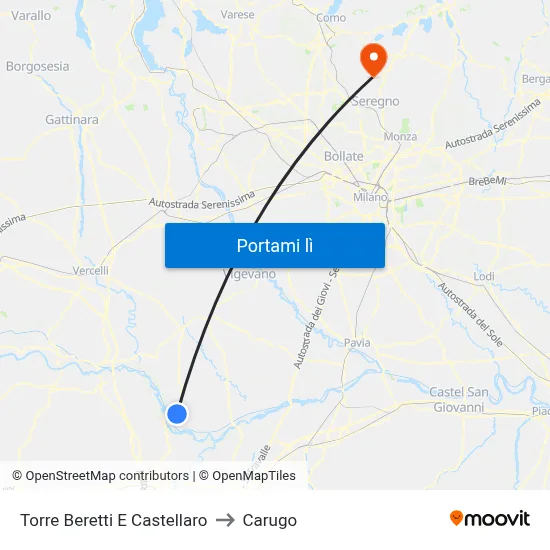 Torre Beretti E Castellaro to Carugo map