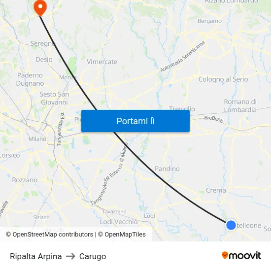 Ripalta Arpina to Carugo map