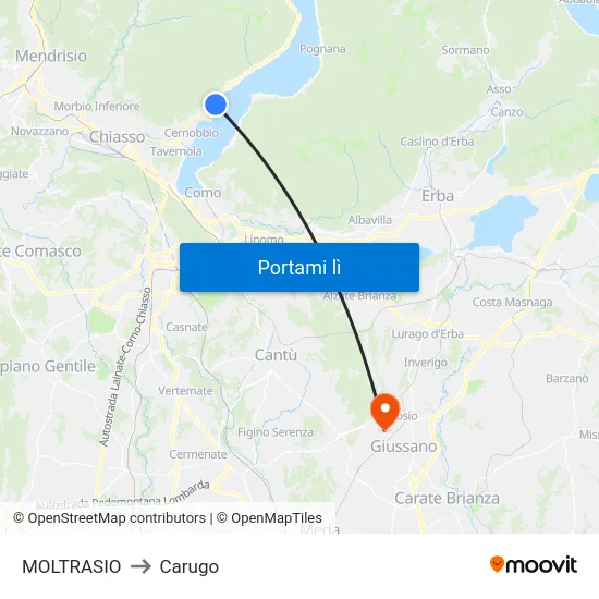MOLTRASIO to Carugo map
