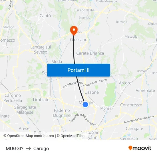 MUGGI? to Carugo map