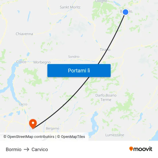 Bormio to Carvico map