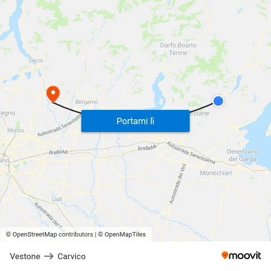 Vestone to Carvico map