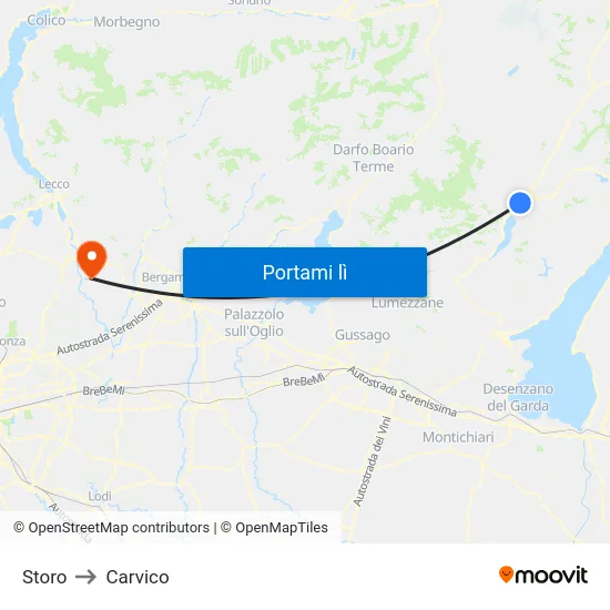 Storo to Carvico map