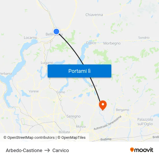 Arbedo-Castione to Carvico map