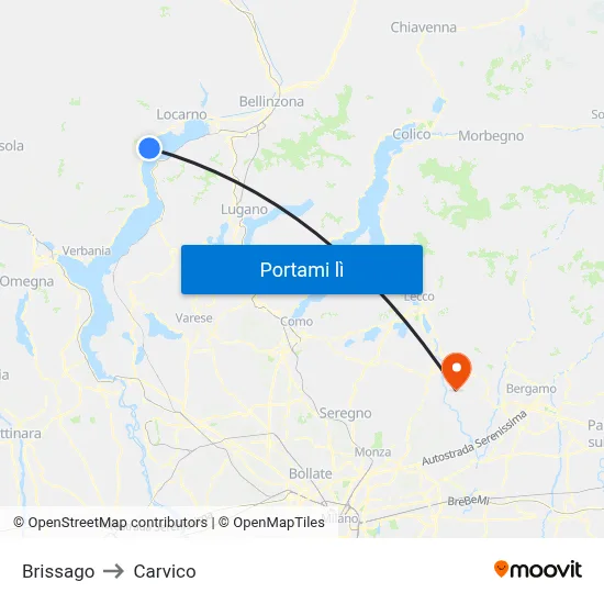 Brissago to Carvico map