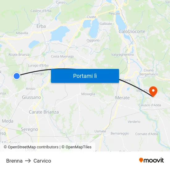 Brenna to Carvico map