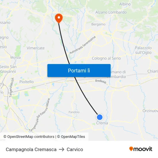 Campagnola Cremasca to Carvico map