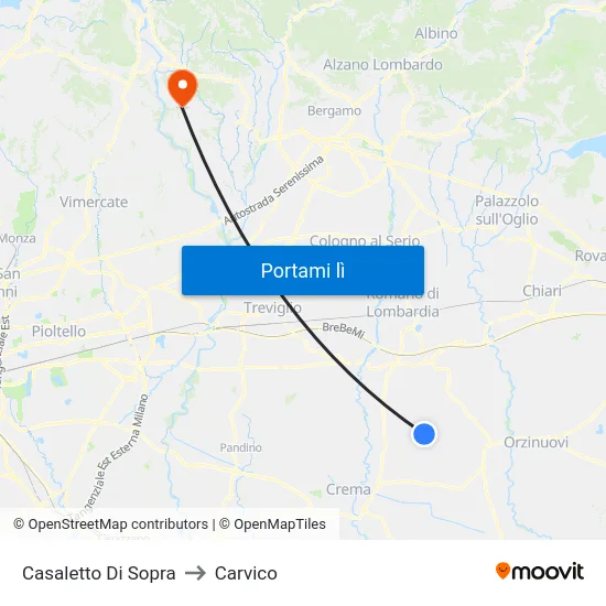 Casaletto Di Sopra to Carvico map