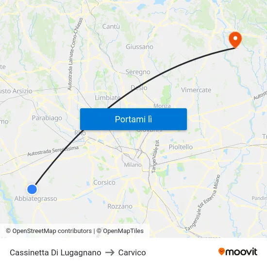 Cassinetta Di Lugagnano to Carvico map
