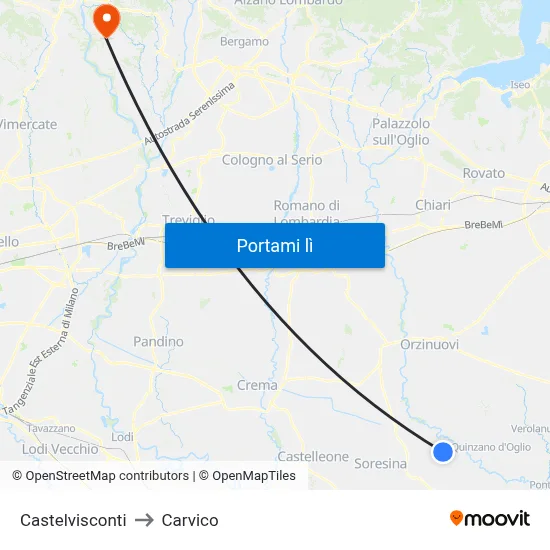 Castelvisconti to Carvico map