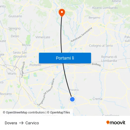 Dovera to Carvico map