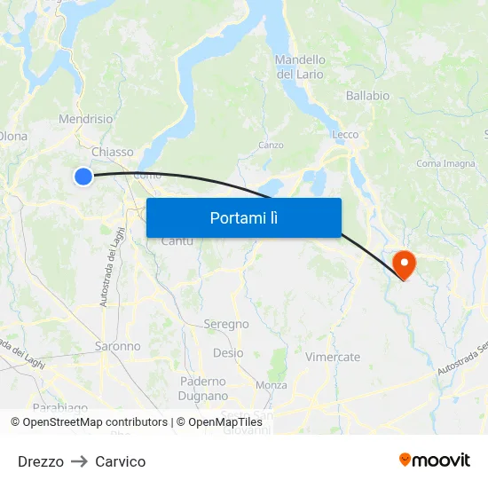 Drezzo to Carvico map