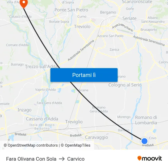 Fara Olivana Con Sola to Carvico map